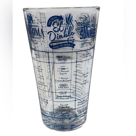 Good Measure Tequila Cocktail Recipe Glass with Blue Print - 7 Recipes-  16oz - Picture 7 of 7